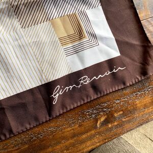 Vintage Gim Renoir Autumnal Brown Geometric Print Square Scarf